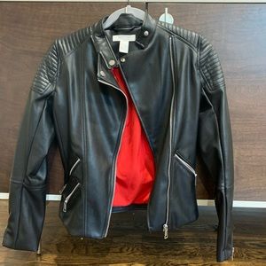Faux leather motorcycle jacket